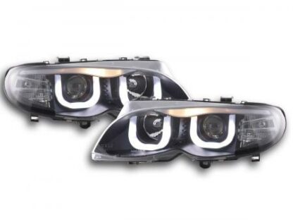 Angel eyes -ajovalot BMW serie 3 E46 saloon/Touring vm. 02-05 musta Ajovalot