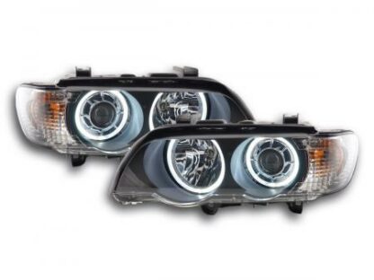 Angel eyes -ajovalot LED Xenon BMW X5 E53 vm. 00-03 musta Ajovalot