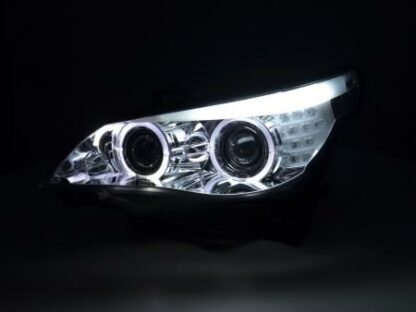 Angel eyes -ajovalot BMW serie 5 E60/E61 vm. 03-07 kromi Ajovalot 2