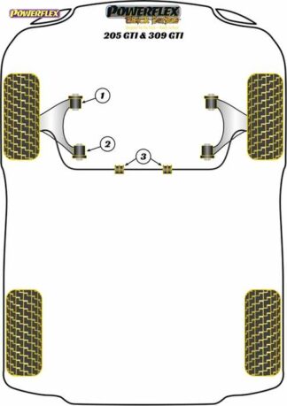 Powerflex Black -puslasarja – Peugeot 205 GTi & 309 GTi Powerflex-polyuretaanipuslat