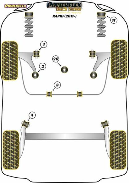 Powerflex Black -puslasarja – Skoda Rapid (2011- ) Powerflex-polyuretaanipuslat