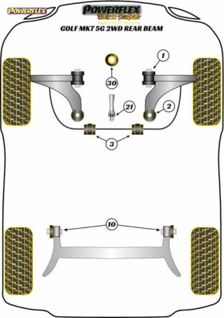 Powerflex Black -puslasarja – Volkswagen Golf MK7 5G 2WD upto 122PS Rear Beam Powerflex-polyuretaanipuslat