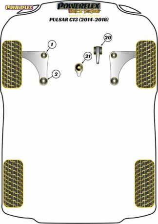 Powerflex Black -puslasarja – Nissan Pulsar C13 (2014 – 2018) Powerflex-polyuretaanipuslat