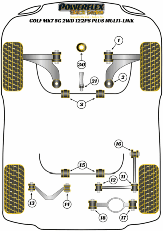 Powerflex Black -puslasarjat - Volkswagen Golf MK7 5G 2WD 122PS plus Multi-link (2012-2019)