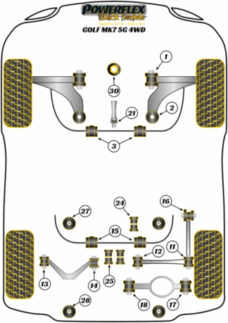 Powerflex Black -puslasarjat - Volkswagen Golf MK7 5G 4WD inc R (2012-2019)