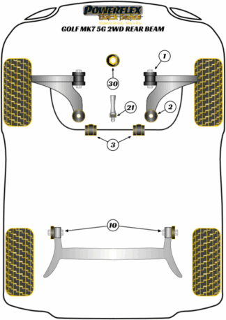 Powerflex Black -puslasarjat - Volkswagen Golf MK7 5G 2WD up to 122PS Rear Beam (2012-2019)