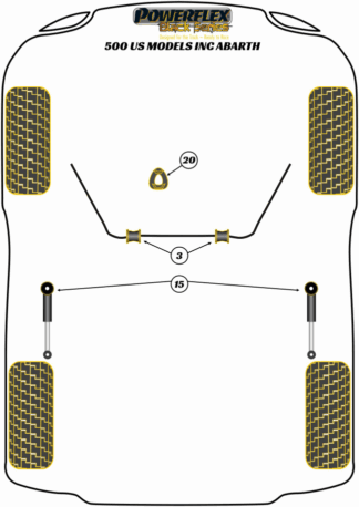 Powerflex Black -puslasarjat - Fiat 500 US Models inc Abarth (2007 on)