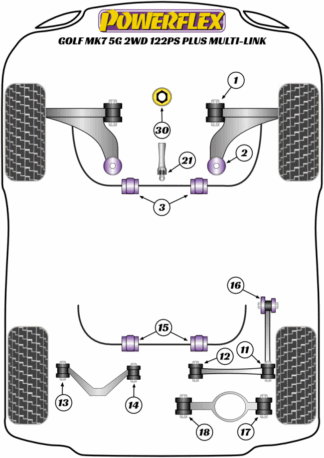 Powerflex Road -puslasarjat - Volkswagen Golf MK7 5G 2WD 122PS plus Multi-link (2012-2019)