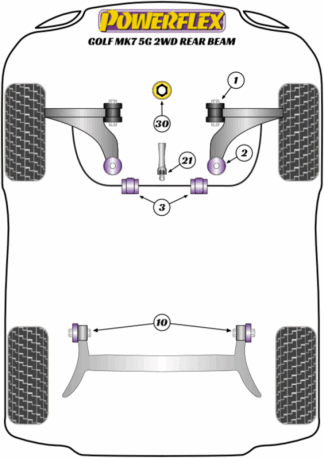Powerflex Road -puslasarjat - Volkswagen Golf MK7 5G 2WD up to 122PS Rear Beam (2012-2019)