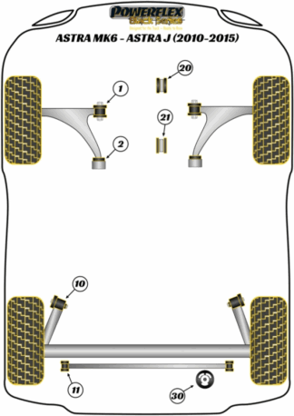 Powerflex Black -puslasarjat - Vauxhall / Opel Astra MK6 - Astra J (2010 - 2015)